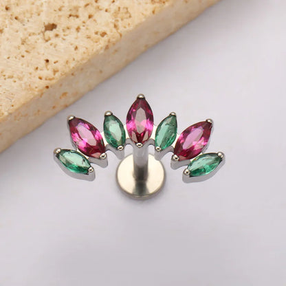 ASTM F136 Titanium Ear Climber Cartilage Helix Earring 16G Curved Marquise CZ Tragus Labret Stud Flat Back Piercing Body Jewelry