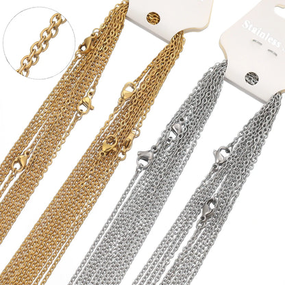 10pcs/lot 45+5cm Stainless Steel Cable Link Chains in Bulk for DIY Necklaces Chokers Jewelry Making Adjustable Wholesale Chains