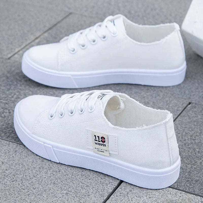 2027 Spring Summer Women Canvas Sneaker Low Top Denim Sneakers Ladies Lace-Up Flat Canvas Board Shoes Female Sapatos Femininos