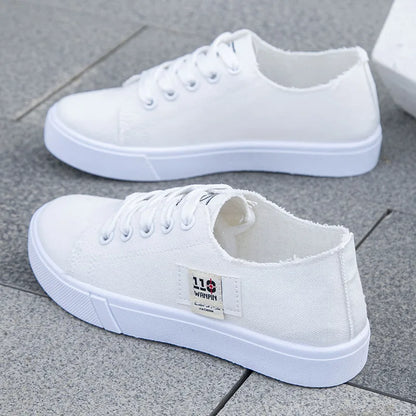2027 Spring Summer Women Canvas Sneaker Low Top Denim Sneakers Ladies Lace-Up Flat Canvas Board Shoes Female Sapatos Femininos