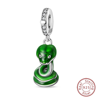 NEW 925 Sterling Silver Fashion Tarot Pendants Mysterious Spirit Snake Skull Rose Charms Beads Fit Qikaola Bracelets DIY Jewelry