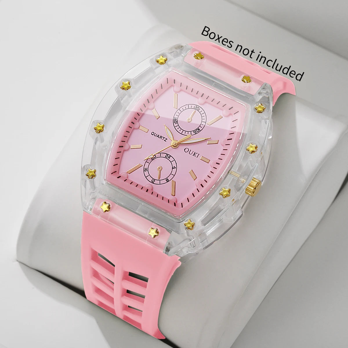 Fashion Tonneau Dial Women Quartz Watch Casual Silicone Strap Ladies Sports Wristwatches Relogio Feminino Gift（Without Box）