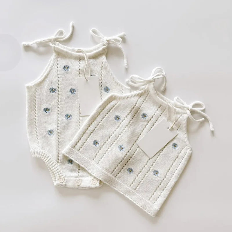 Baby Girls Bodysuits Sleeveless Newborn Girls Onesie Knit Outfits Infant Playsuits Children Clothes