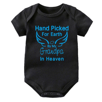 Hand Picked for Earth By My Grandpa/grandma In Heaven Baby Bodysuit Romper Summer Short Sleeve Jumpsuit Ropa