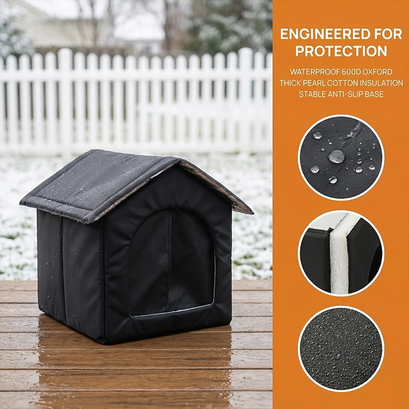 Waterproof Outdoor Cat House Foldable Cat Bed Pet Shelter Warm Insulated Small Dog House for Indoor & Outdoor Cats Small Puppies