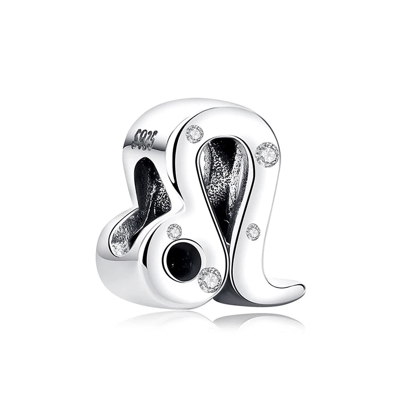 Original 925 Sterling Silver Charms Beads 12 Zodiac A-Z Letters Virgo Aries Fit Brand Bracelets Necklaces Jewelry For Women