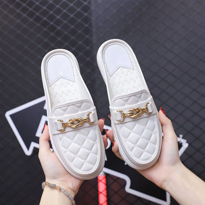 Summer New Style Women's Soft Bottom Anti-slip Versatile Outer Wear Beach Flat Bottom Lazy Person One Step Casual Half Slippers