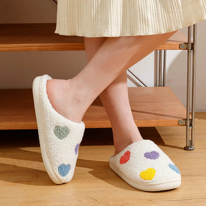 Valentine's Day Women Slippers Winter Bedroom Fashion Colorful Heart Warm Comfortable Concise Home Shoes Girlfriend Gift