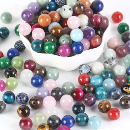 4-12MM Natural Stone Beads Lava Amethyst Tiger Eye Quartz Agates Round Loose Beads for Jewelry Making DIY Bracelet Accessories