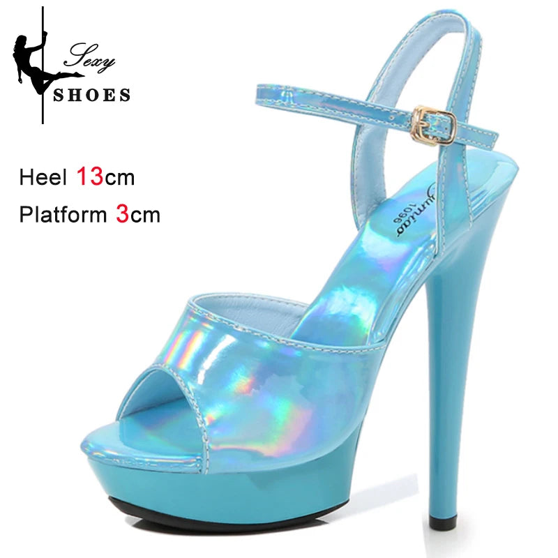 New 20CM/8Inch High Heels Dance Shoes Sandals Women Summer New 2023 Buckle Strap Platform Club Stiletto Gladiator Stripper Heels