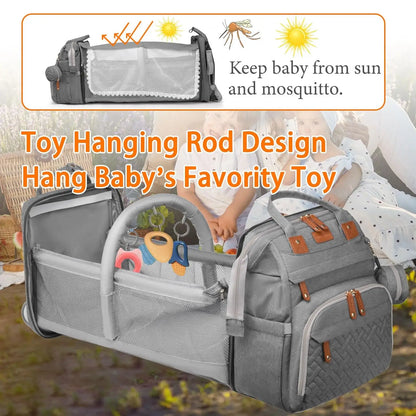 Diaper Bag Waterproof Diaper Bag Backpack Moms Dads With USB Charging Port Baby Shower Gifts Large Capacity Diaper Backpack Grey