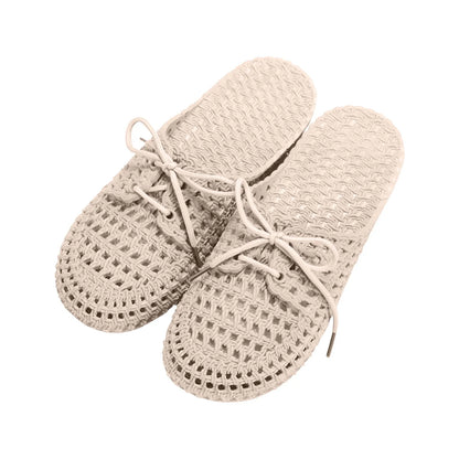 Lace Up Slippers Women Flat Sandals Summer Vacation Beach Shoes Daily Home Non Slip Soft Slippers Ladies Sandalias Mujer