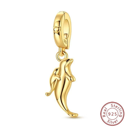 Hot Sales 925 Sterling Silver Golden Series Charms Leopard Little Bear Starfish Bow Bead Fit Original Bracelet DIY Women Jewelry
