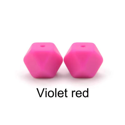 LOFCA 10pcs 14mm/ 17mm Hexagon Silicone Beads  For Jewelry Making Bulk DIY Necklace Pacifier Chain  Popular Jewelry Accessories