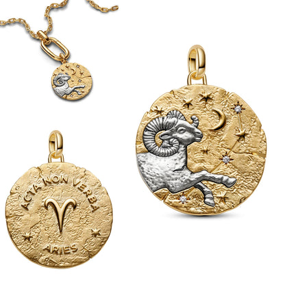 925 Sterling Silver Zodiac Coin Charms 12 Constellation Coin Pendant Crystal Lucky Amulet Beads Bracelet Necklace DIY Jewelry