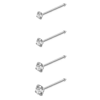 4/12PCS 20G 316L Stainless Steel Zircon Nose Piercing Stud for Women Men, L Shape Nose Ring Nose Screw Nose Piercing Jewelry