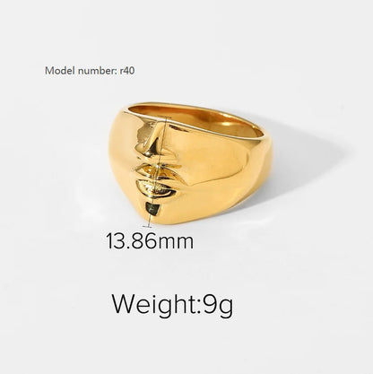 2026 Simple Stainless Steel Rings For Women Gold Color Smooth Geometric Open Rings Arc Rings Diamonds Jewellery Ring Gift