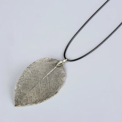 Fashion Unique Natural Real Leaf Choker Pendant Necklace For Women True Leaves Shape Filigree Wedding Necklace Jewelry Gift