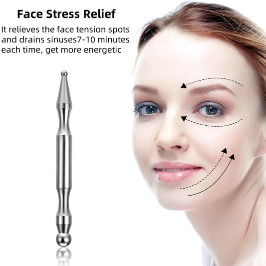 Stainless Steel Dual Head Massage Pen Deep Tissue Massager for Face And Body Acupressure Tool for Meridian Pain Relief