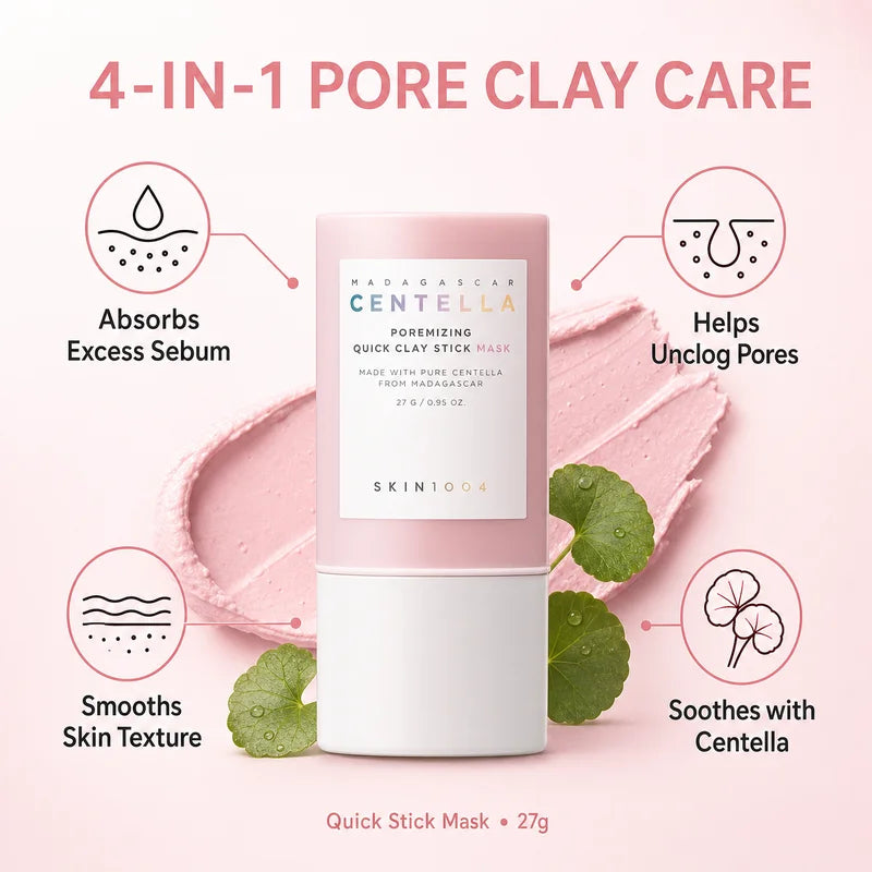Korean Skincare Centella Poremizing Quick Clay Stick Mask,Facial Moisturizing Soothing Shrink Pore Care Mask Face Care Products