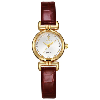 Fashion 2024 New Ladies Small Simple Diamonds Quartz Watch Black Leather Women's Dress Clock Gift Wristwatch
