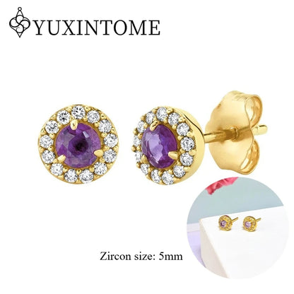 925 Sterling Silver Ear needles Crystal Zircon Small studs Earrings for Women gold-plated round Piercing Earrings New in 2022