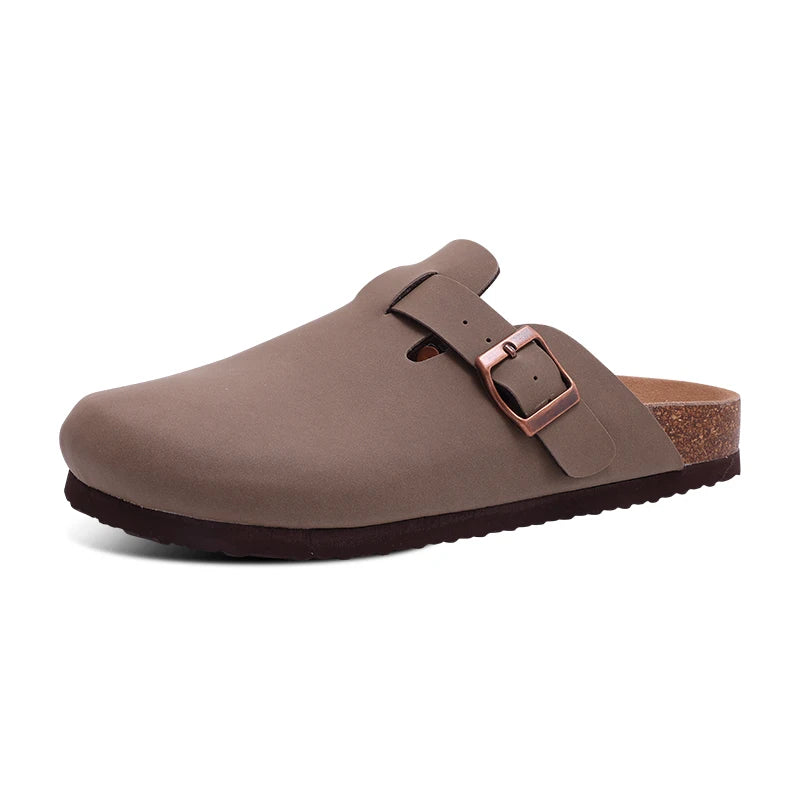 Shevalues Women's Suede Clogs Classic Cork Slippers Leather Mules Men Cork Footbed Sandals Comfort Beach Shoes with Arch Support
