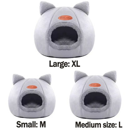 Cat Bed for Keeping Warm and Windproof in Winter with No Shedding of Fur Machine Washable Semi Enclosed Suitable for Indoor Use