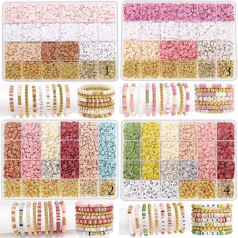 1900+PCS DIY Clay Beads Bracelet Making Kit - Friendship Jewelry with Golden Letter Beads for Women & - Perfect Birthday Gifts