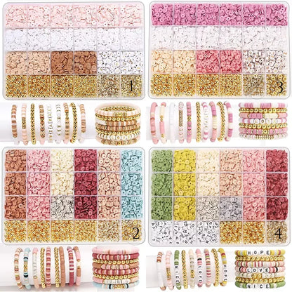 1900+PCS DIY Clay Beads Bracelet Making Kit - Friendship Jewelry with Golden Letter Beads for Women & - Perfect Birthday Gifts