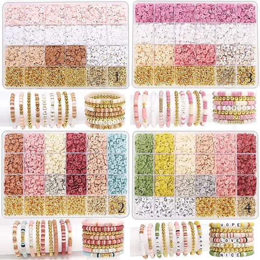 1900+PCS DIY Clay Beads Bracelet Making Kit - Friendship Jewelry with Golden Letter Beads for Women & - Perfect Birthday Gifts