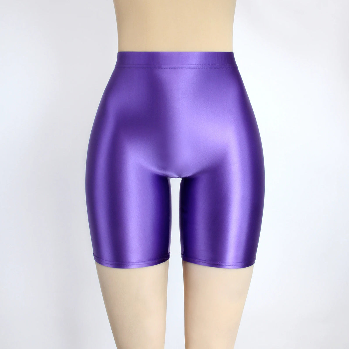 Women Cropped Pants Oily Shiny Luster Tights Form-fitting Opaque Sexy High Waist Capris Smooth Super Smoothy Skinny Leggings