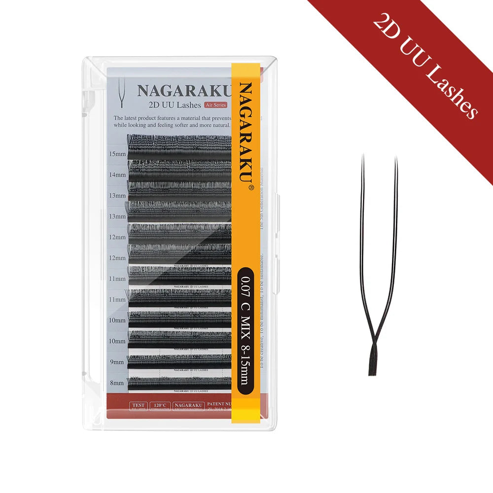 NAGARAKU 2D 3D UU Lashes U Shape Eyelash Premium Soft YY Eyelashes Extension Makeup Mesh Net Cross Volume Eyelash