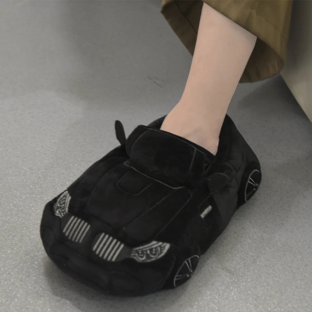 10 COLORS Vehicle Shape Plush Slippers Women Men Cartoon Car Warm Soft House Shoes Birthday Party Indoor Slipper