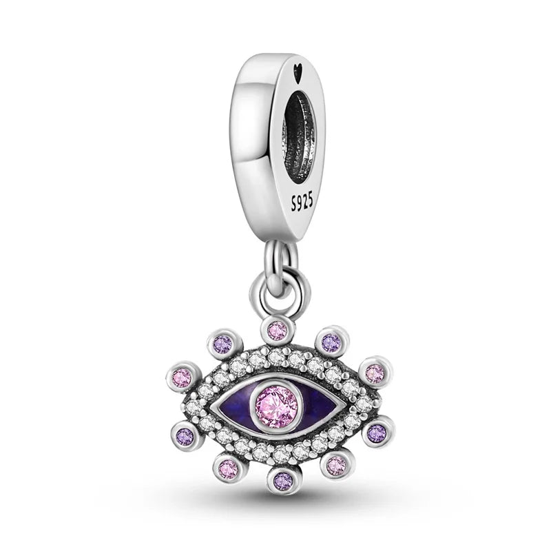100% Real 925 Silver Classic Devil's Eye Charms Beads For Women Fit Original Qikaola Bracelets Fine DIY Jewelry Making