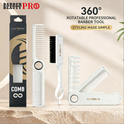 1Pcs Professional 360° Rotating Barber Cutting Comb Double Sided Folding Comb Portable Fade Brush Men Hair Grooming Styling