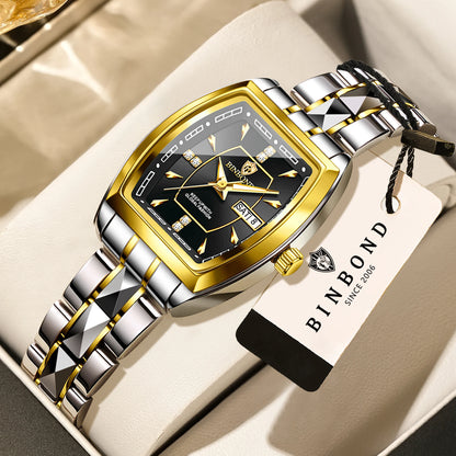 BINBOND Week Display Auto Date Precise Quartz Watches for Women Luxury Luminous Waterproof Durable Women's Watches Casual Reloj