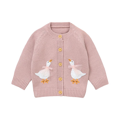 Baby Sweater Knit Infant Boy Girl Cardigan Fashion Cute Cartoon Goose Newborn Children Clothes Long Sleeve Autumn Tops Outerwear