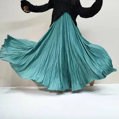 Pleated Long Skirts Women 2026 Spring Summer Fashion Loose Casual Elegant Maxi Skirt