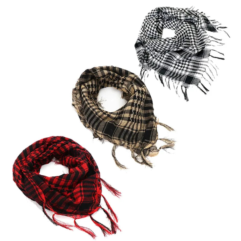 1/2/3Pcs Men Women Scarf Plaid Tartan Lightweight Cotton Keffiyeh Scarf for Winter Square Shawl Scarf Tactical Neck Warmer Cover