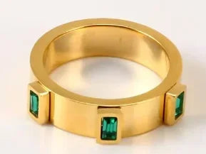 Crystal High End Non Tarnish Fashion Geometric Open Gold Plated Stainless Steel Rings for Women Wedding Ring Jewelry