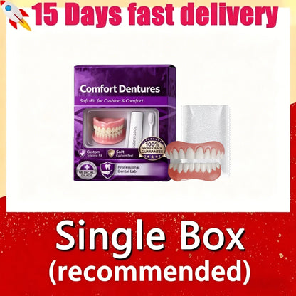 Adult Full Set Silicone Fake Teeth Upper & Lower Dentures Soft Comfort Fit Natural Smile Oral Beauty Accessories