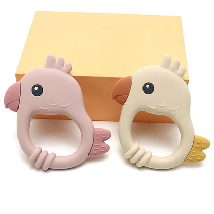 2026 New Design Colorful Parrot Teether - Food-Grade Silicone Baby Teething Toy (BPA-Free) Baby Teether