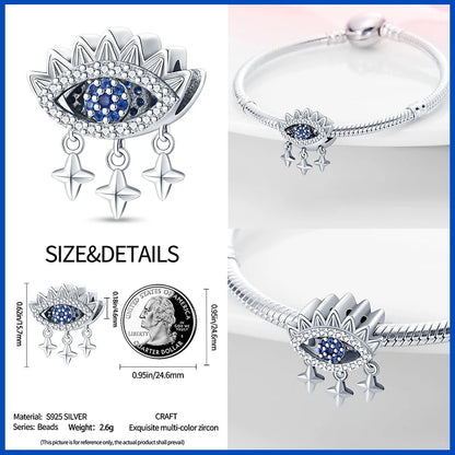 100% Real 925 Silver Classic Devil's Eye Charms Beads For Women Fit Original Qikaola Bracelets Fine DIY Jewelry Making