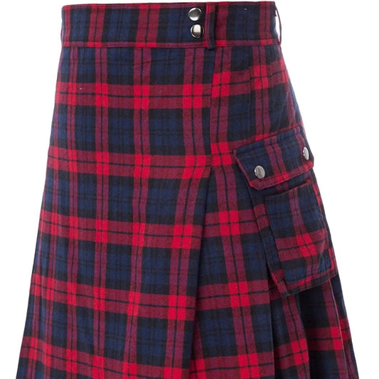 Plaid Buckle-Detail Pleated Skirt in Style Options