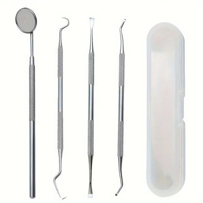 Stainless Steel Oral Cleaning Tool Set, Home Teeth Cleaning Kit With Storage Box, No Odor