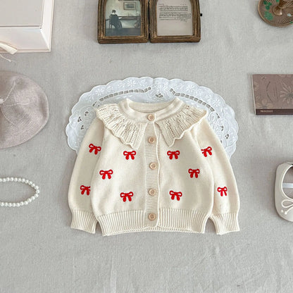 Autumn Winter  Newborn Infant Baby Girls Romper Knitting Embroidery Coat Rompers Kids Onepiece Fashion Baby Clothing