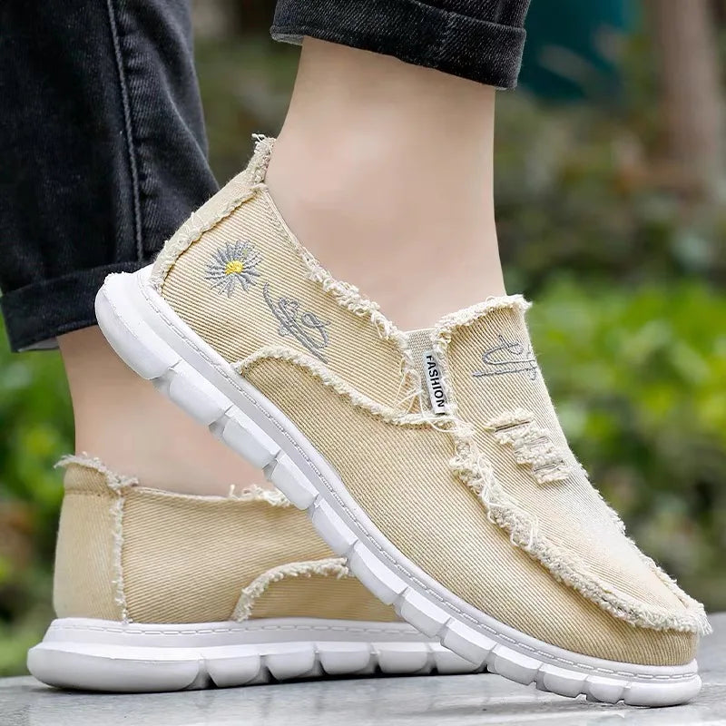 women's shoes   Daisy embroidery denim, casual sneaker. women's shoes summer 2025 . cheap shoes clearance free shipping