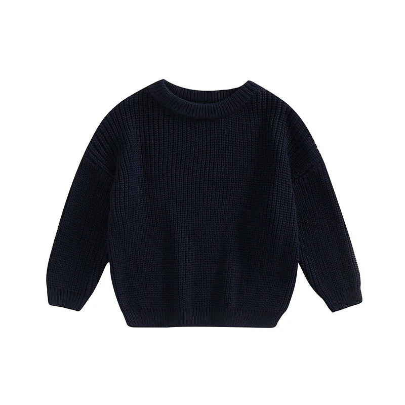 Autumn Winter Newborn Baby Girl Boy Knitted Long Sleeve Sweater Solid Loose Pullover Casual Tops Children Sweater Kids Clothes