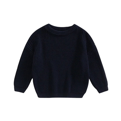 Autumn Winter Newborn Baby Girl Boy Knitted Long Sleeve Sweater Solid Loose Pullover Casual Tops Children Sweater Kids Clothes